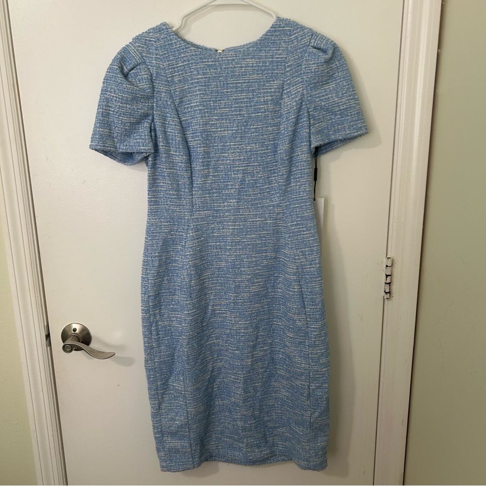 Calvin Klein | Blue Short Sleeve Crew Neck Tweed Sheath Dress | Size 6 NWT